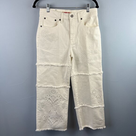 Johnny Was Sevilla Cropped Wide Leg Jean White Cotton Blend Denim Size 26 - Picture 3 of 14